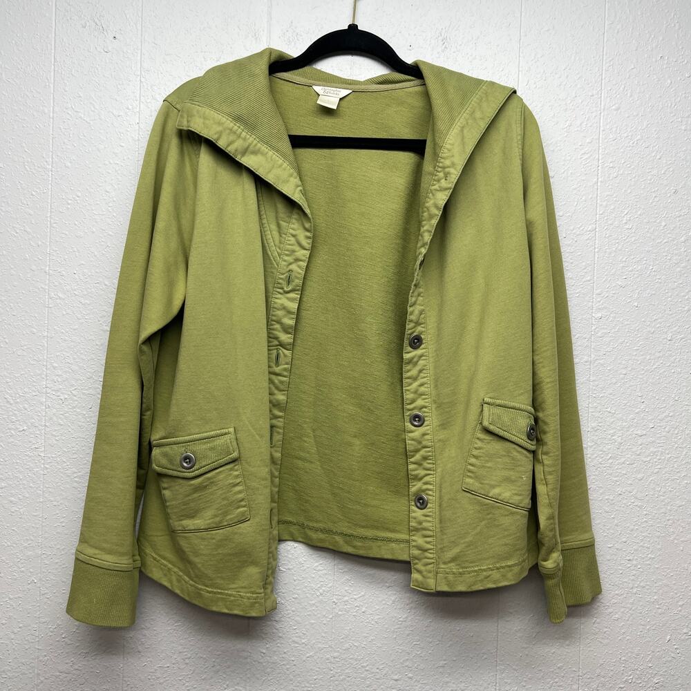 Christopher & Banks Button Front Knit Jacket Womens Large 100% Cotton Outdoor